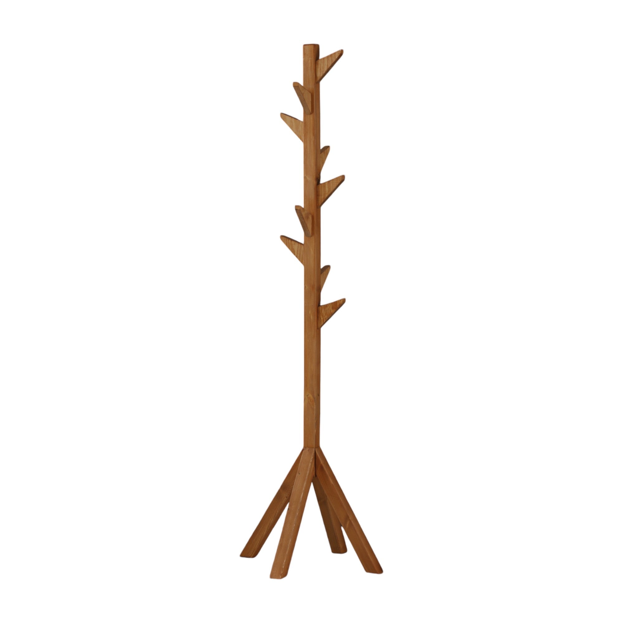 Coat Rack Stand - Oak. Freestanding Wooden Coat Hanger with 9 Hooks. Sturdy Coat Tree.