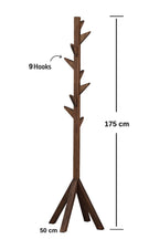 Coat Rack Stand - Walnut. Freestanding Wooden Coat Hanger with 9 Hooks. Sturdy Coat Tree.