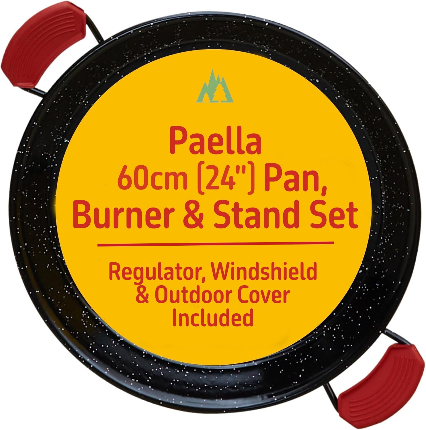Paella Cooking Set. 20 Servings (60cm, 24") Paella Pan & Gas Burner & Tripod Stand Full Kit.