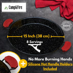 Enamelled Paella Pan. Non-Stick Carbon Steel with Silicone Handles.