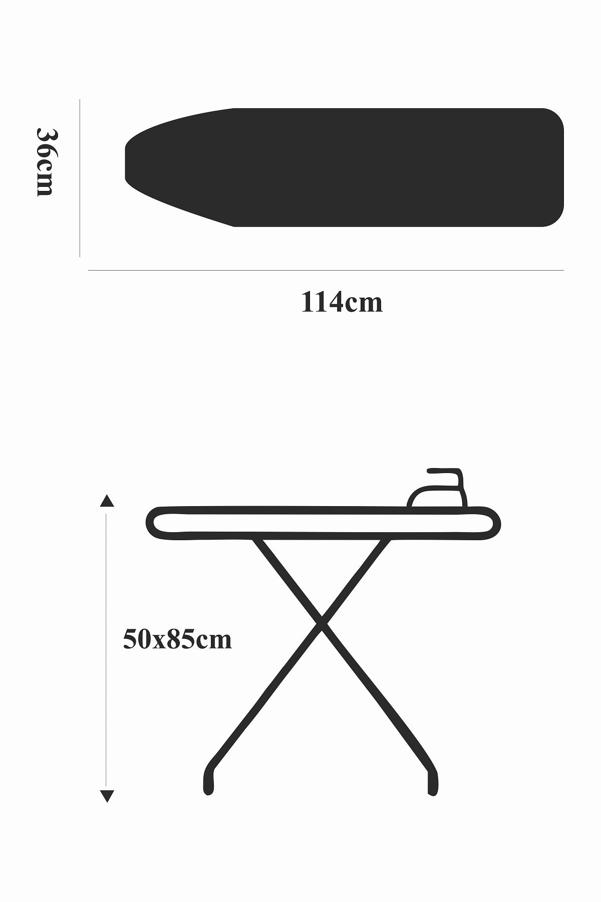 Ironing Board 114×36cm – Lightweight, Height Adjustable & Foldable with Steam Iron Rest