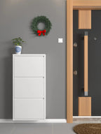 Slim Metal Shoe Cabinet White – Compact 3-Tier Shoe Rack for Space-Saving Storage