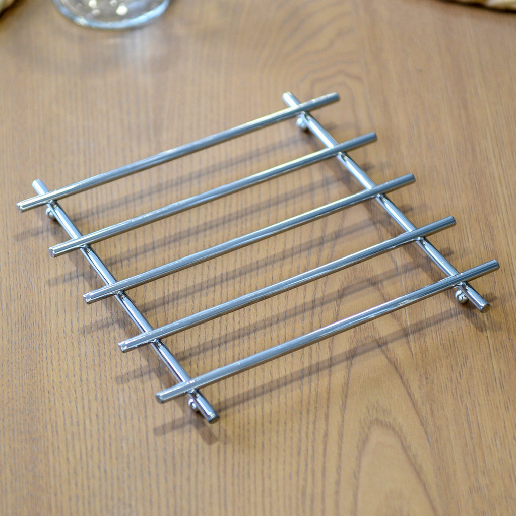 2-Piece Chrome Metal Trivet Set – Heat-Resistant Coasters for Hot Cookware