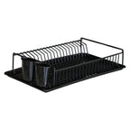 Large Flat Dish Drying Rack | Rust-Resistant Metal Drainer with Tray & Cutlery Holder