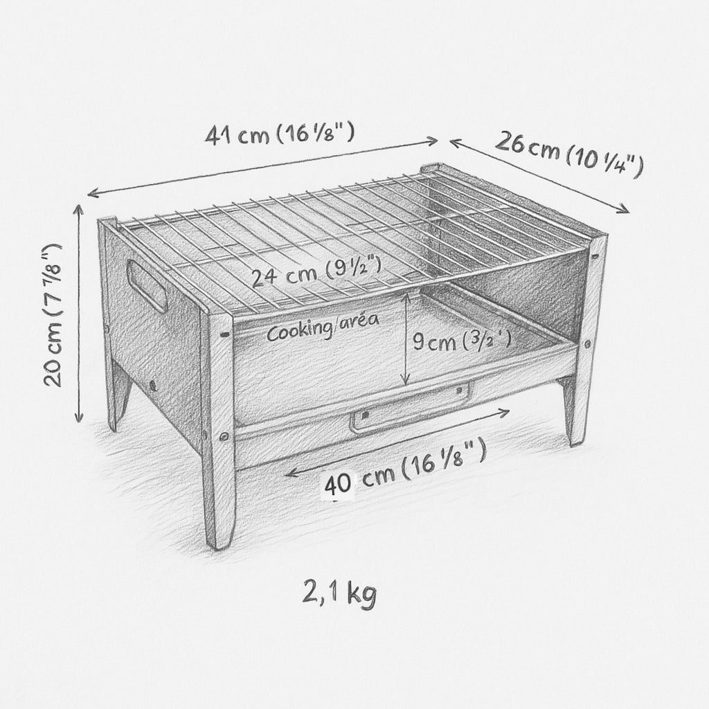 Portable Folding Charcoal BBQ Grill Set – Compact Steel Barbecue for Camping, Garden & Picnic