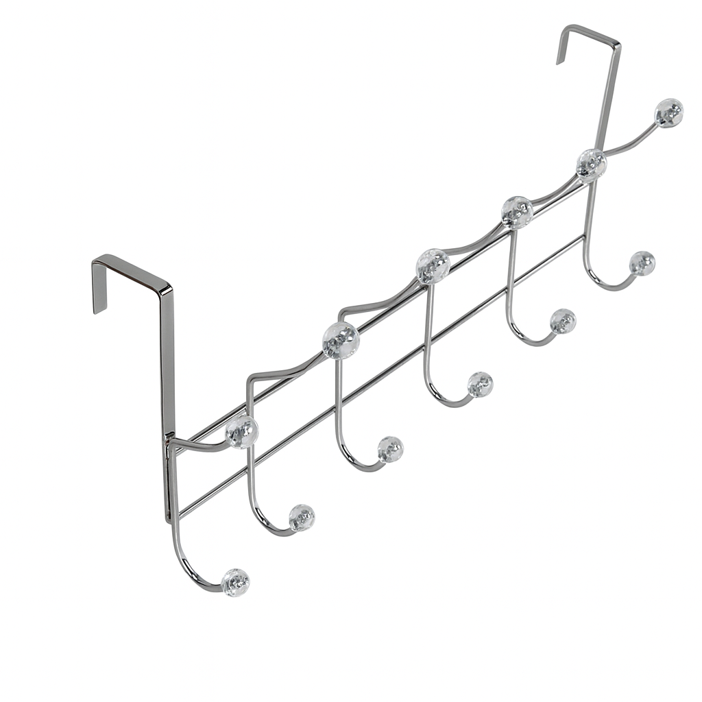 Over-the-Door Hook Rail by TheOwnas – 12 Metal Coat & Clothes Hooks