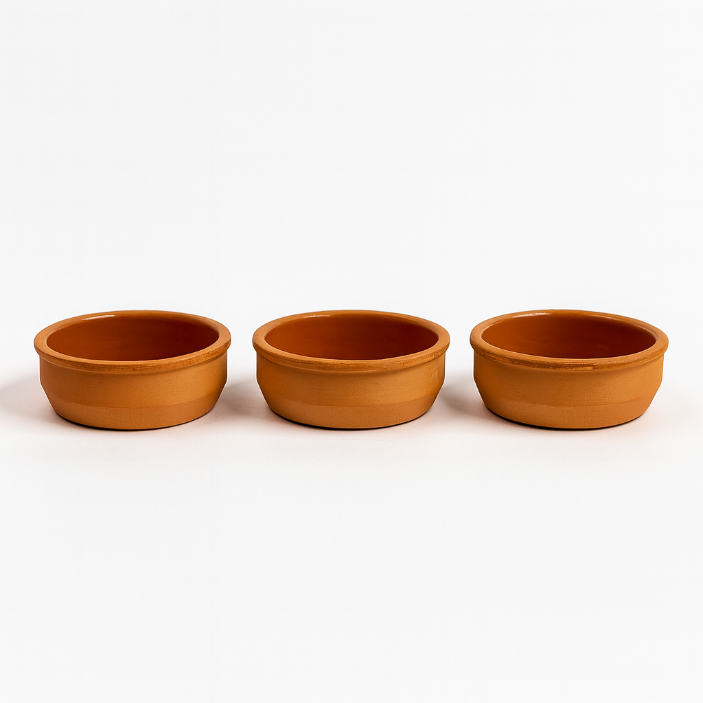 Set of 3 Terracotta Tapas Dishes Set 200ml (12cm) – Ovenproof Clay Ramekins