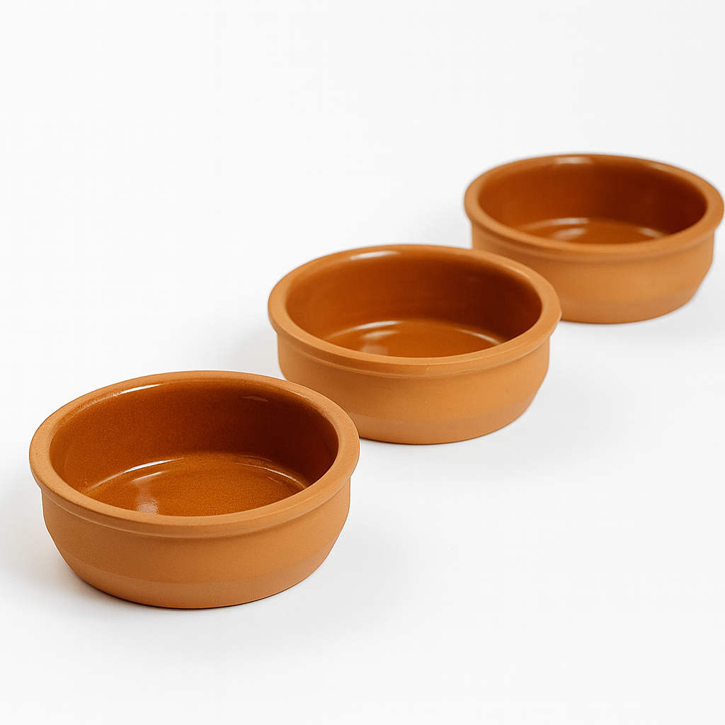 Set of 3 Terracotta Tapas Dishes Set 200ml (12cm) – Ovenproof Clay Ramekins
