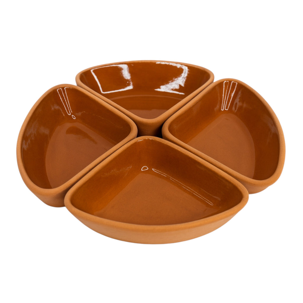 Set of 4 Terracotta Clover Serving Bowls 190ml – Rustic Tapas & Meze Ramekins