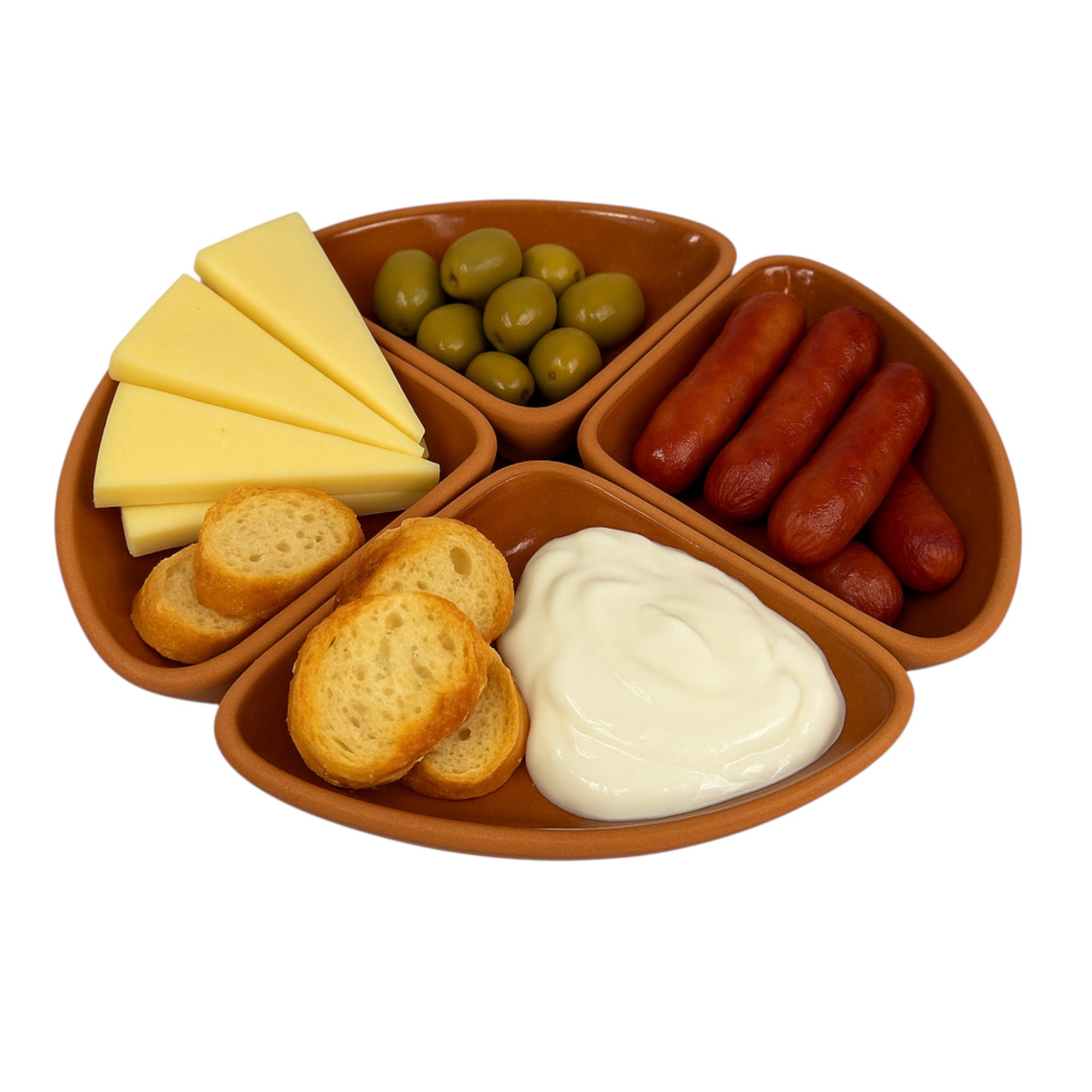 Set of 4 Terracotta Clover Serving Bowls 190ml – Rustic Tapas & Meze Ramekins