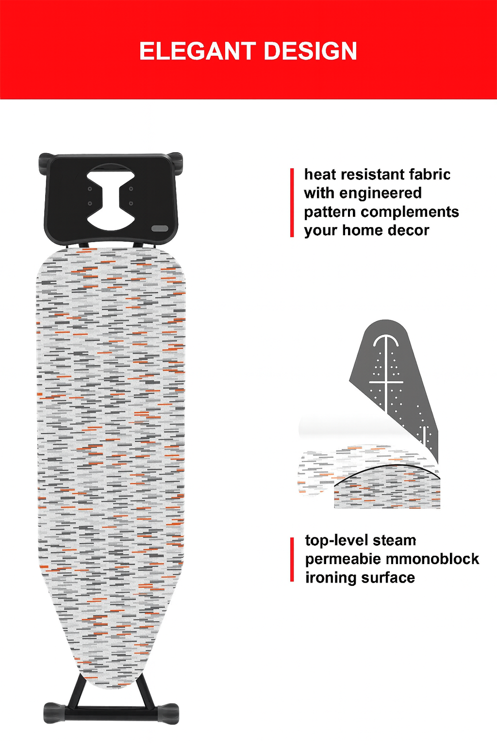 Ironing Board Table – 36x112cm with Steam Iron Rest & Heat-Resistant Cotton Cover