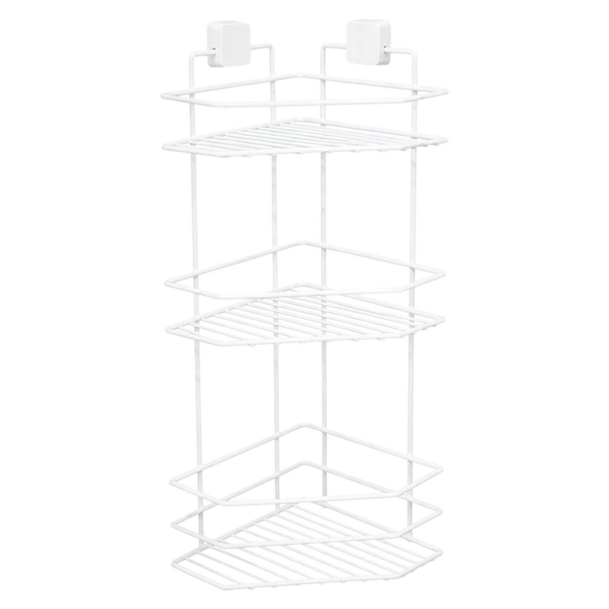 TheOwnas white 3 tier corner shower caddy with adhesive wall mounts for bathroom storage
