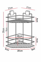 2-Tier Corner Shower Shelf – Black Metal No-Drill Adhesive Bathroom Caddy