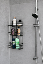 3-Tier Bathroom Rectangular Shower Caddy – No Drill Adhesive Wall-Mounted Metal Bathroom Organiser