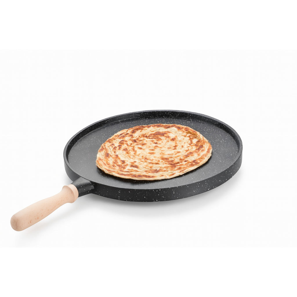 35cm Double-Sided Granite Griddle Pan | Non-Stick, Oven-Safe Grill Plate with Detachable Handle