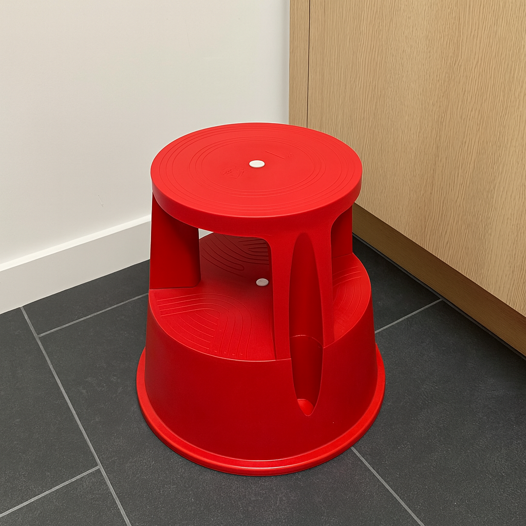 Kick Step Stool with Wheels - Rolling Step with Retractable Casters for Home & Office, 150KG Capacity