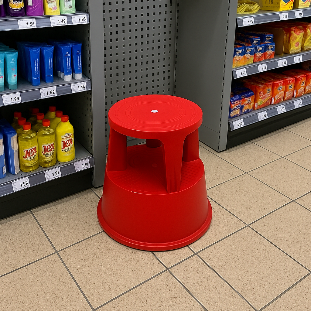 Kick Step Stool with Wheels - Rolling Step with Retractable Casters for Home & Office, 150KG Capacity