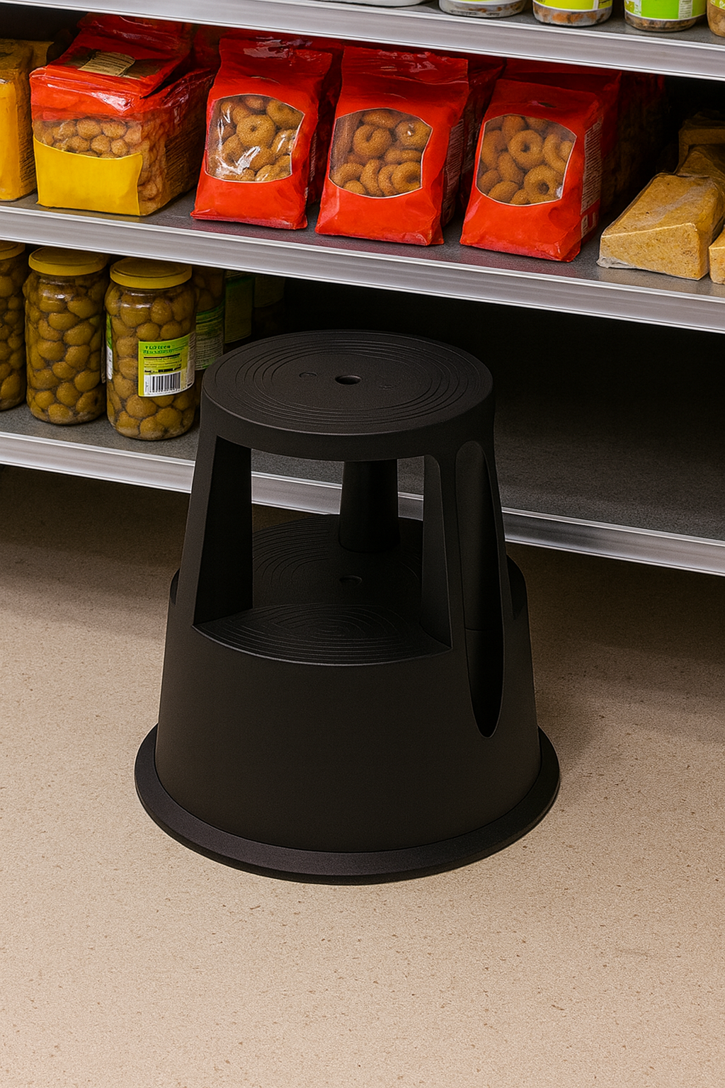 Kick Step Stool with Wheels - Rolling Step with Retractable Casters for Home & Office, 150KG Capacity