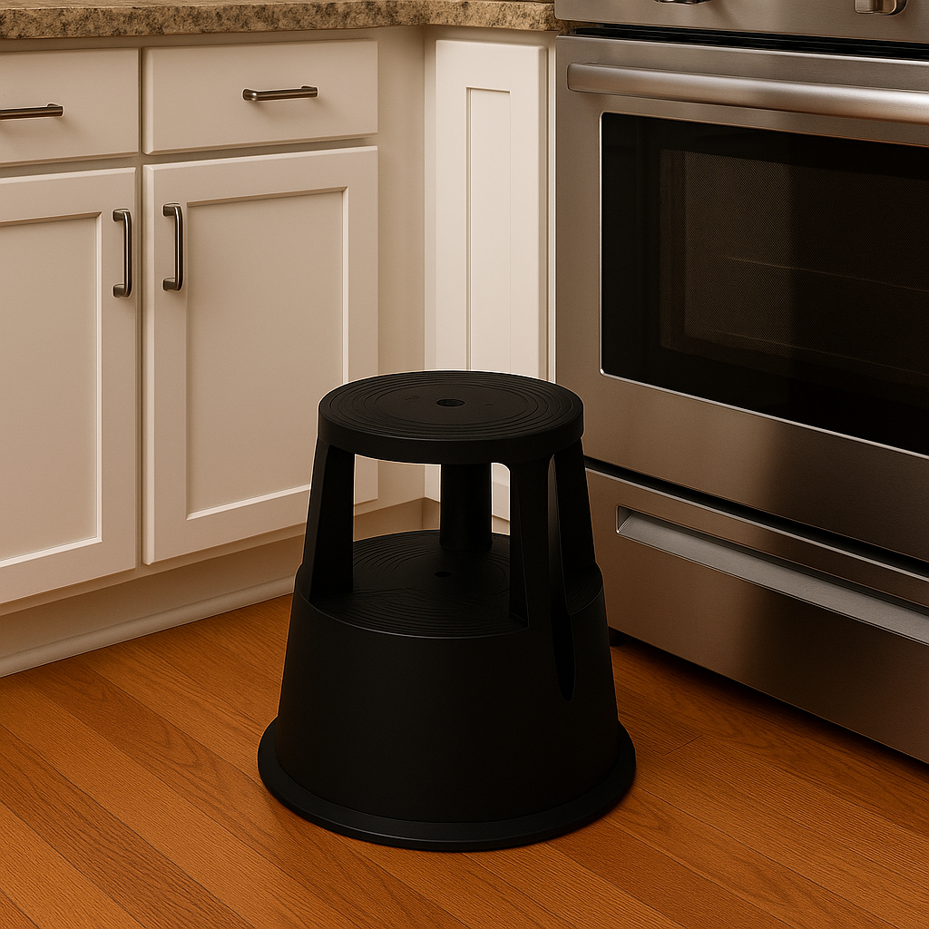 Kick Step Stool with Wheels - Rolling Step with Retractable Casters for Home & Office, 150KG Capacity