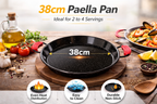 Enamelled Paella Pan. Non-Stick Carbon Steel with Silicone Handles.