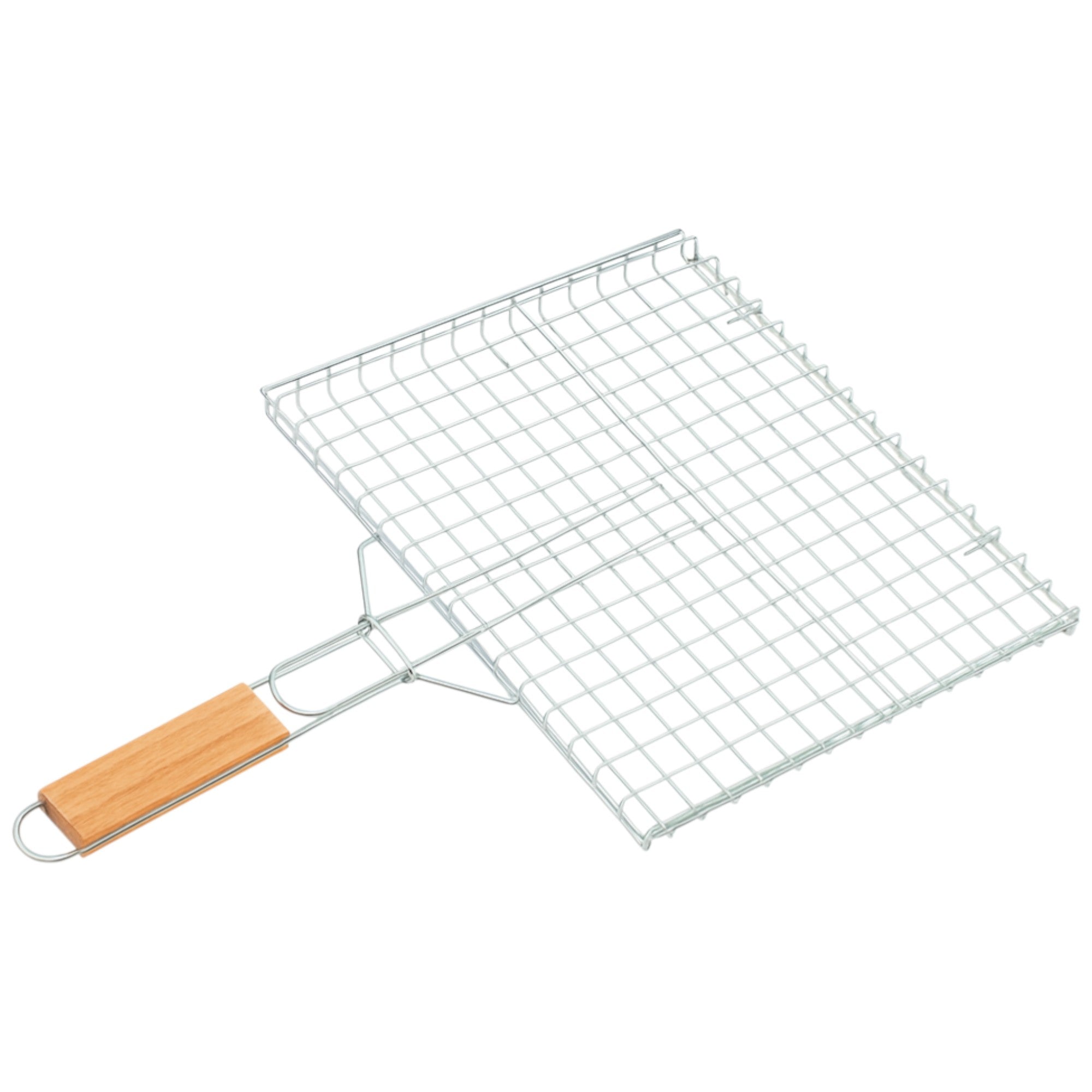 Stainless Steel Portable BBQ Grill Basket – Foldable Mesh with Easy-Grip Handle