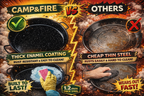 Enamelled Paella Pan. Non-Stick Carbon Steel with Silicone Handles.