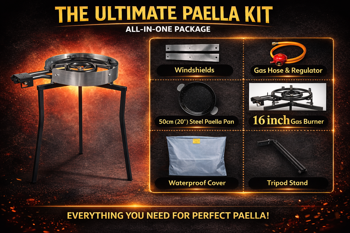 Camp&Fire 50cm Paella Cooking Set – 14 Servings, Gas Burner & Tripod Stand