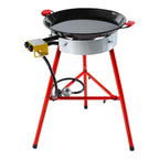 Paella Cooking Set. 12 Servings (46cm, 18 inch) Paella Pan & Gas Burner & Tripod Stand Full Kit.
