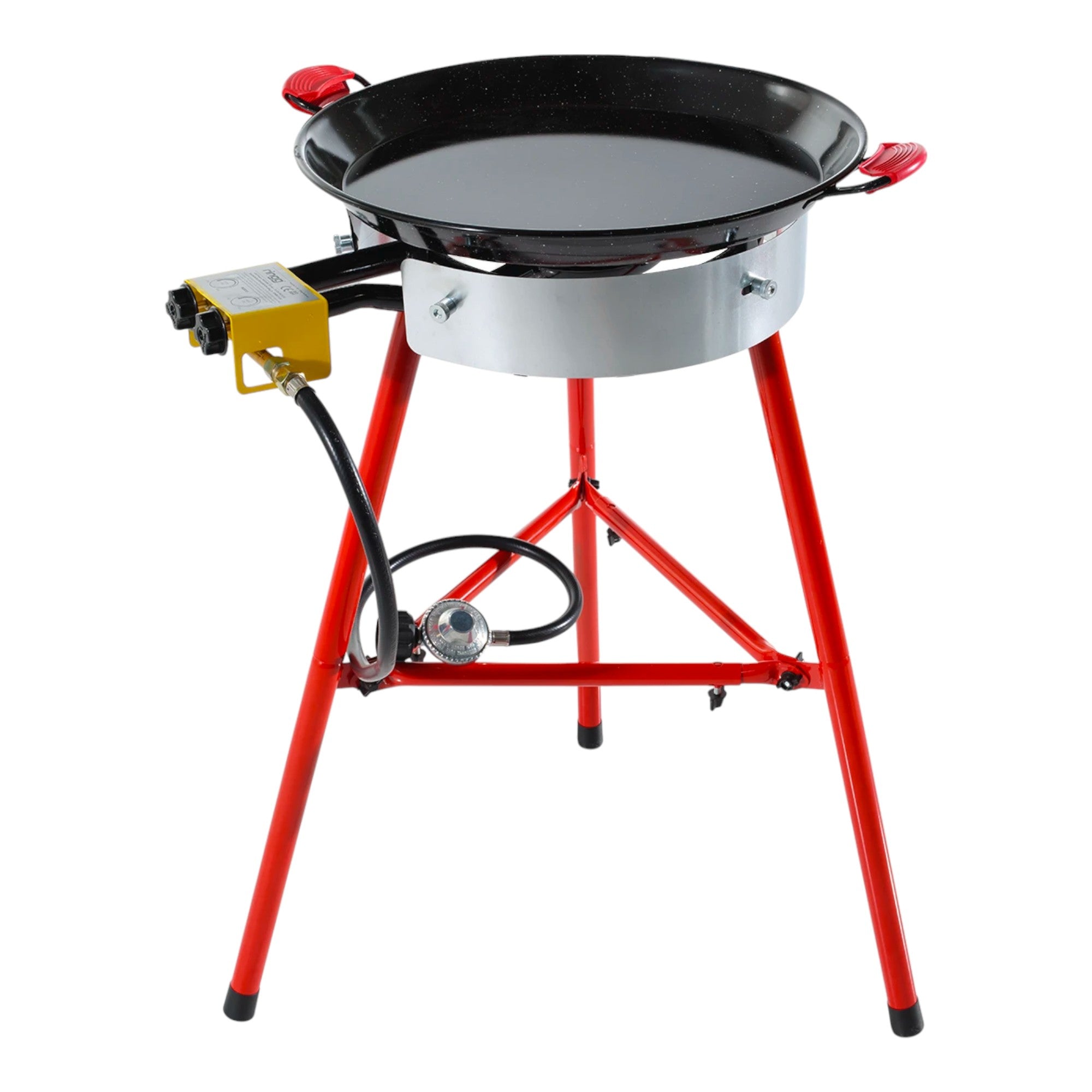 Paella Cooking Set. 12 Servings (46cm, 18 inch) Paella Pan & Gas Burner & Tripod Stand Full Kit.