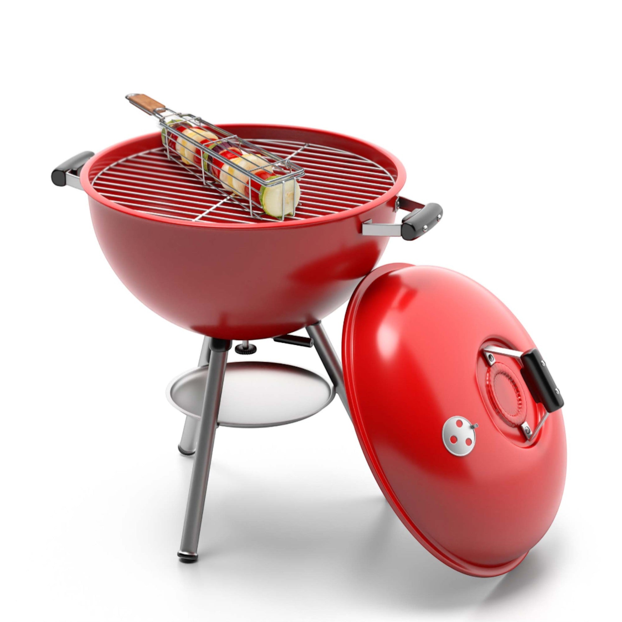 Stainless Steel Vegetable Grill Cage – Long Side-Opening BBQ Basket with Handle