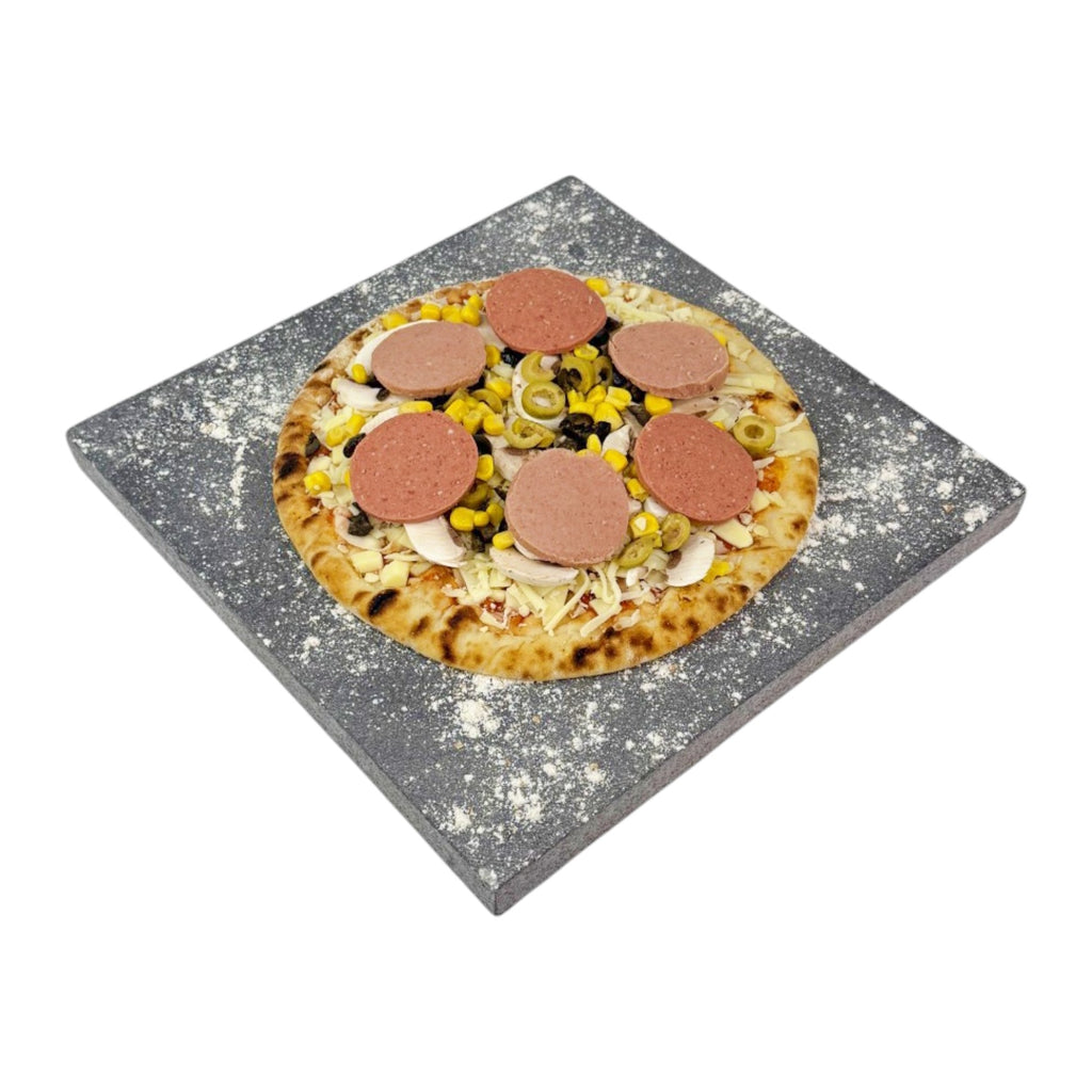 Pizza Baking Stone - Square. Multi-Purpose Lava Stone for Oven & BBQ. Serving Stone.