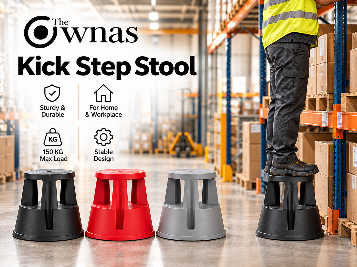Kick Step Stool with Retractable Wheels – 150kg Capacity Rolling Step