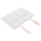 Extra-Large Foldable BBQ Basket – Stainless Steel Mesh with Dual Wooden Handles (46 × 56 cm)