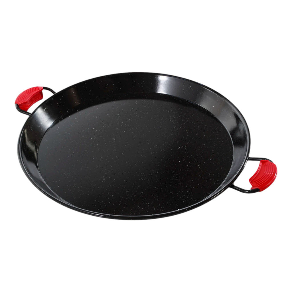 Enamelled Paella Pan. Non-Stick Carbon Steel with Silicone Handles.