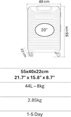 20” Lightweight Cabin Luggage – PP Hard Case with Spinner Wheels & Secure Lock