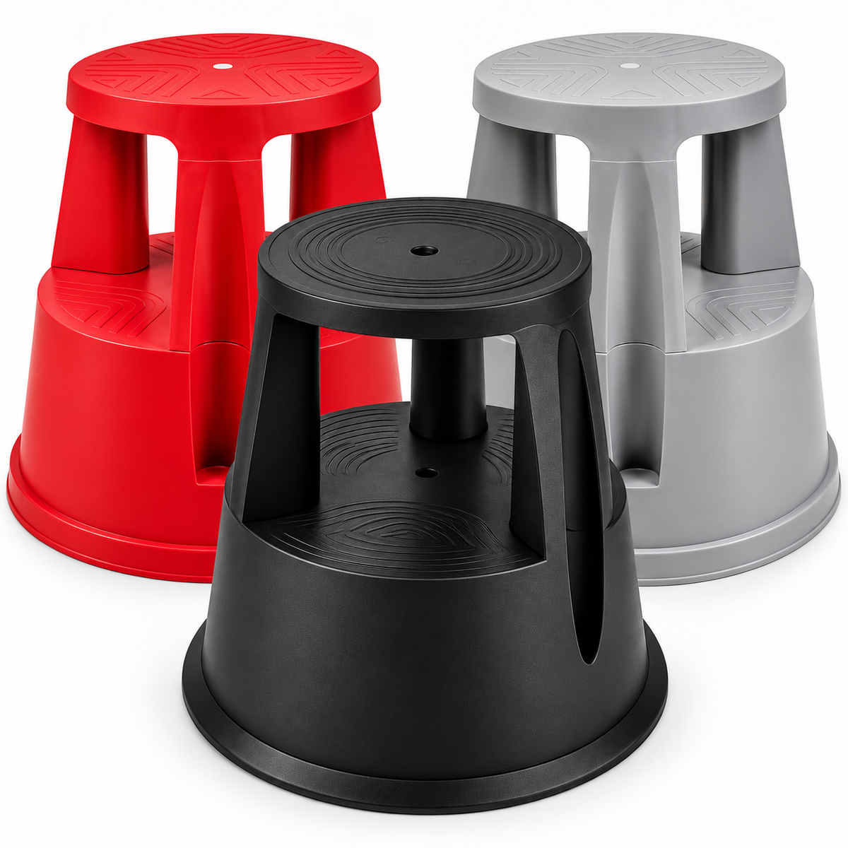 Kick Step Stool with Retractable Wheels – 150kg Capacity Rolling Step