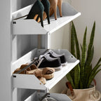 Slim Metal Shoe Cabinet White – Compact 3-Tier Shoe Rack for Space-Saving Storage