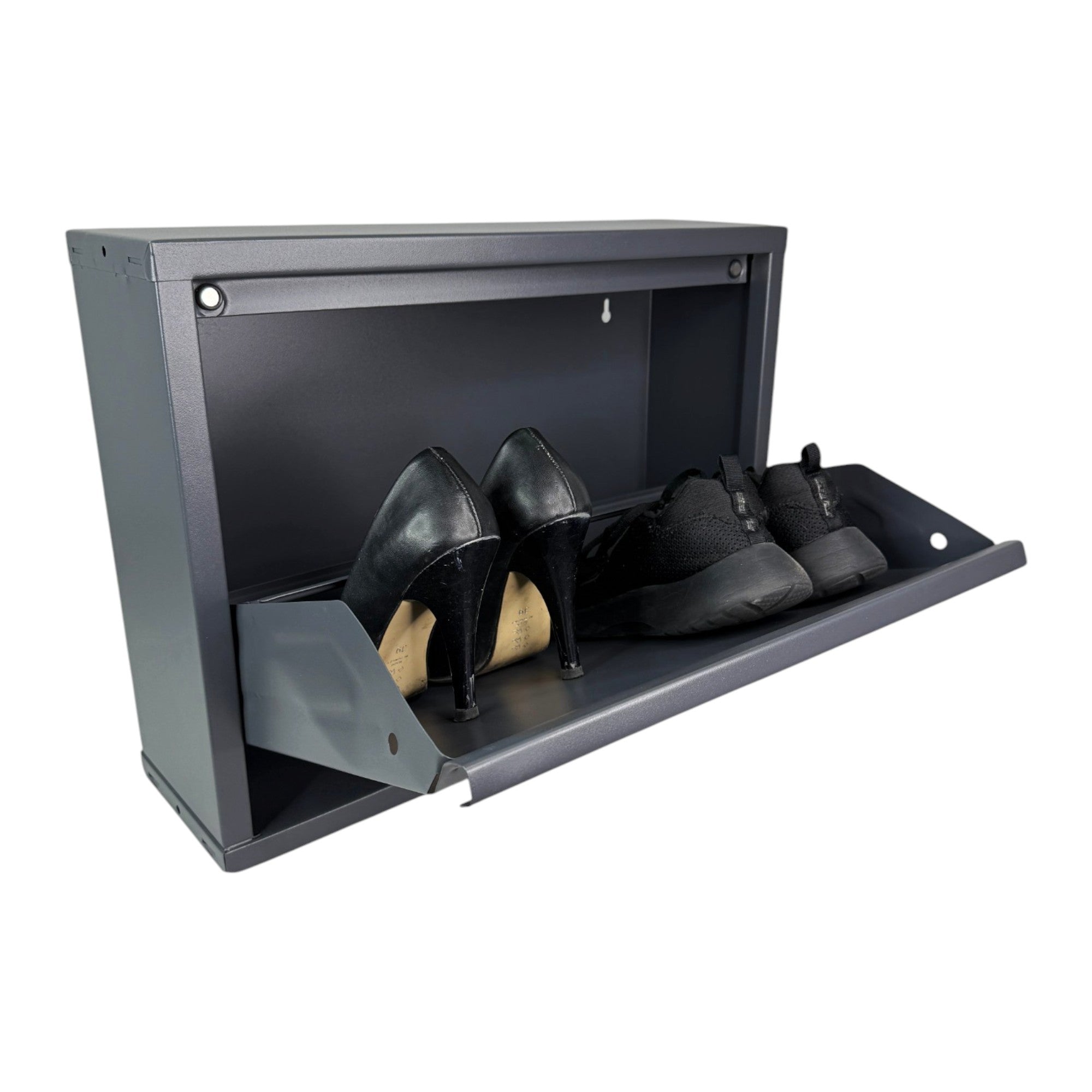 Slimline Metal Shoe Cabinet Anthracite – Modern, Space-Saving Storage Solution