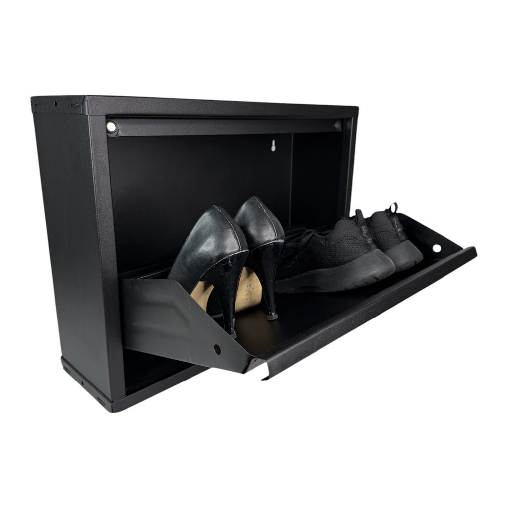 Slimline Metal Shoe Cabinet Black – Modern, Space-Saving Storage Solution