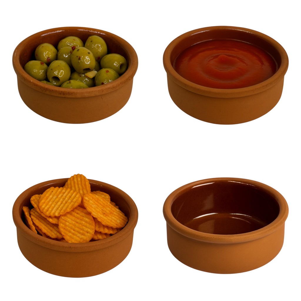 Set of 4 Terracotta Tapas & Dip Bowls 80ml (8cm) – Ovensafe Ramekins