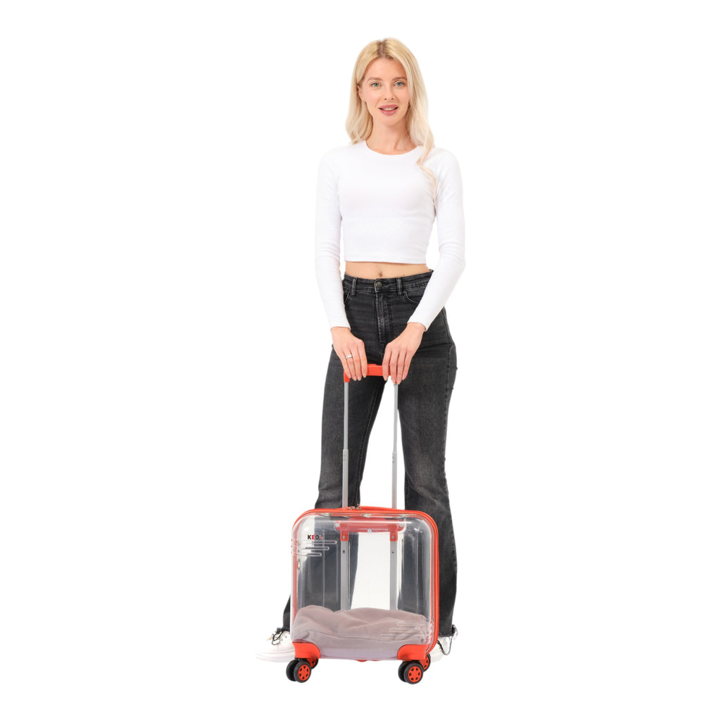 Pet Travel Luggage – Transparent Design with Smooth 360° Wheels for Dogs & Cats