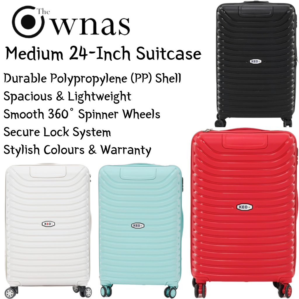 24” Medium Hardshell Luggage – Lightweight Polypropylene Suitcase with 4 Spinner Wheels & Lock