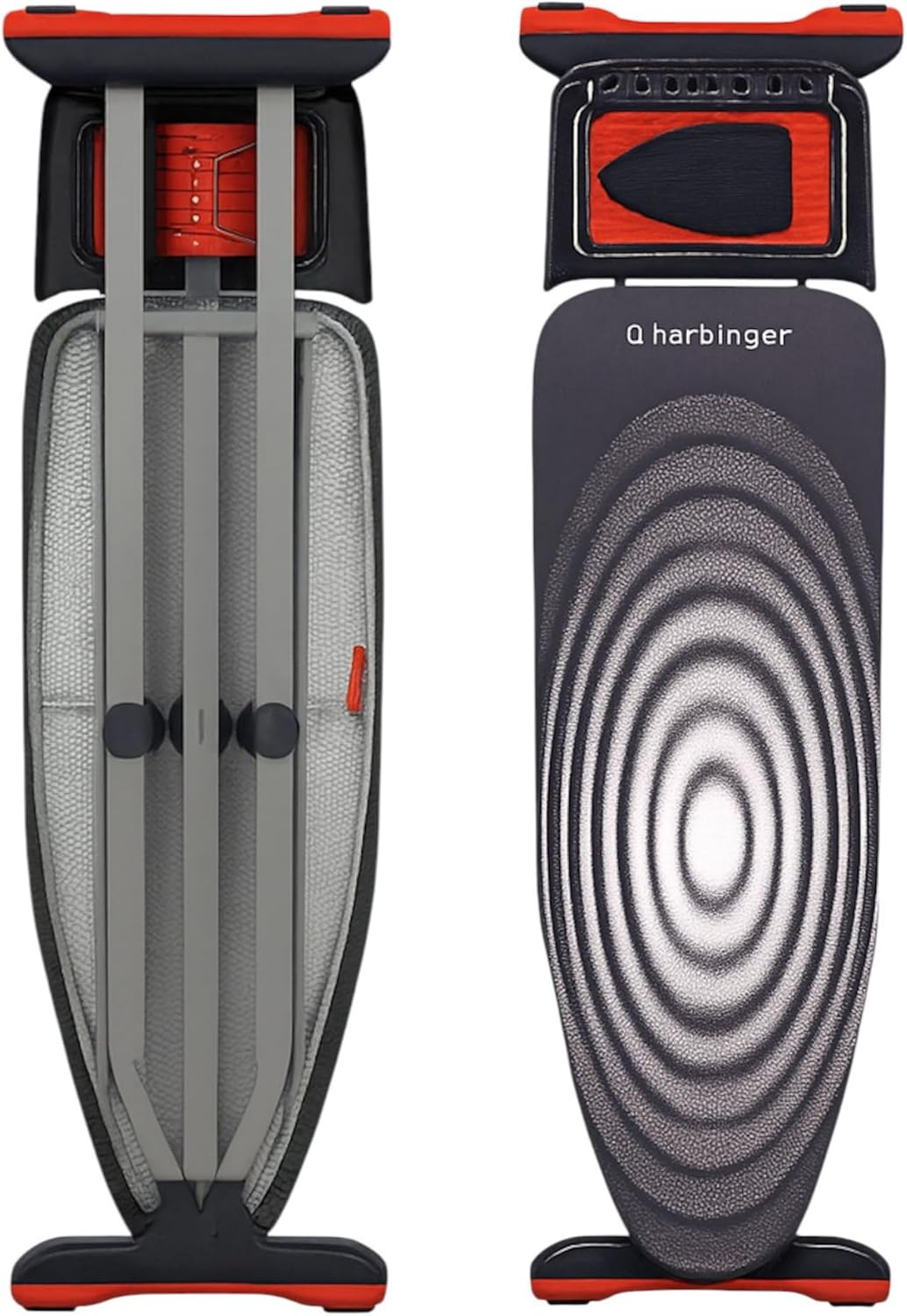 Folded XL ironing board showing the front cover and underside frame