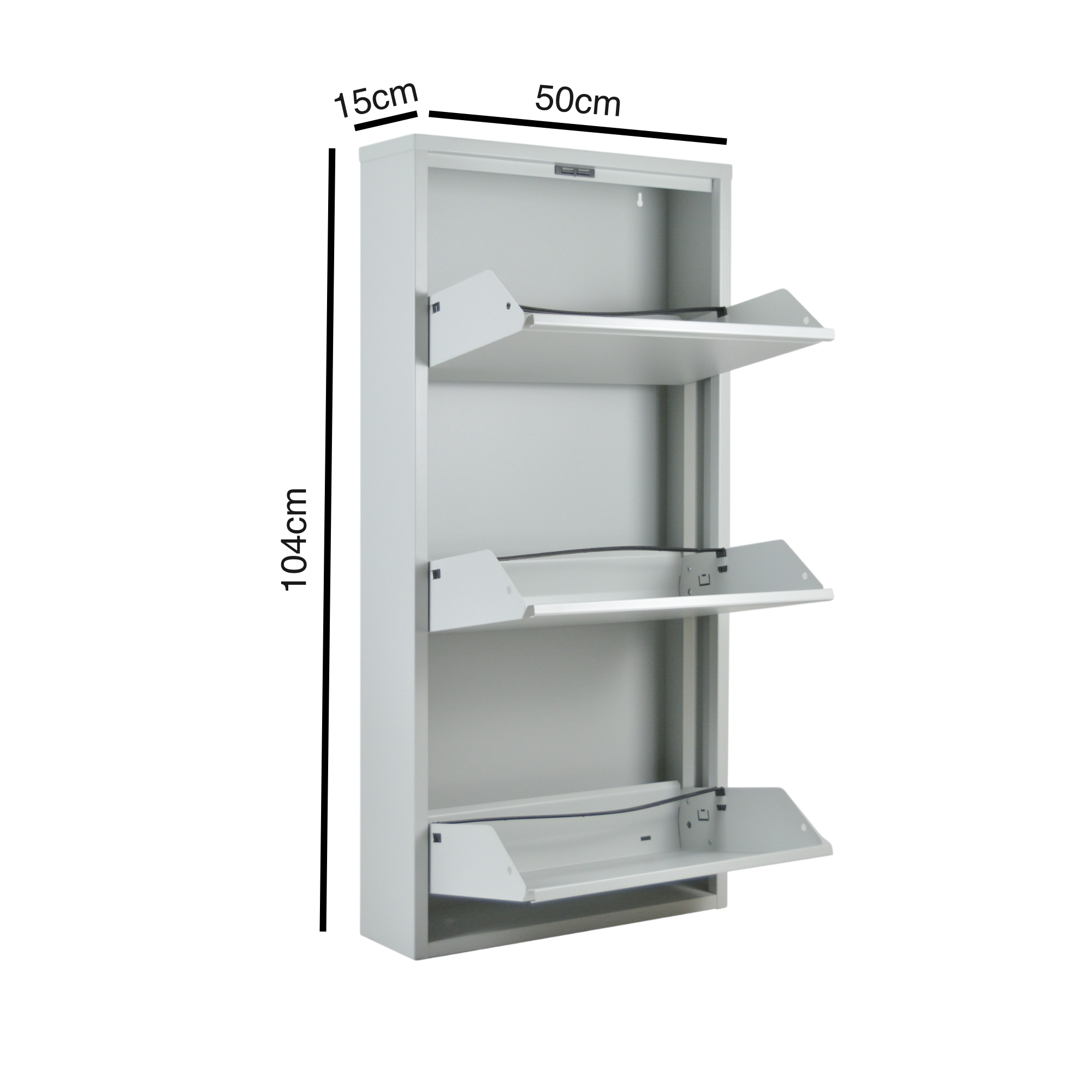 Slim Metal Shoe Cabinet Grey – Compact 3-Tier Shoe Rack for Space-Saving Storage