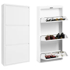 Slim Metal Shoe Cabinet White – Compact 3-Tier Shoe Rack for Space-Saving Storage
