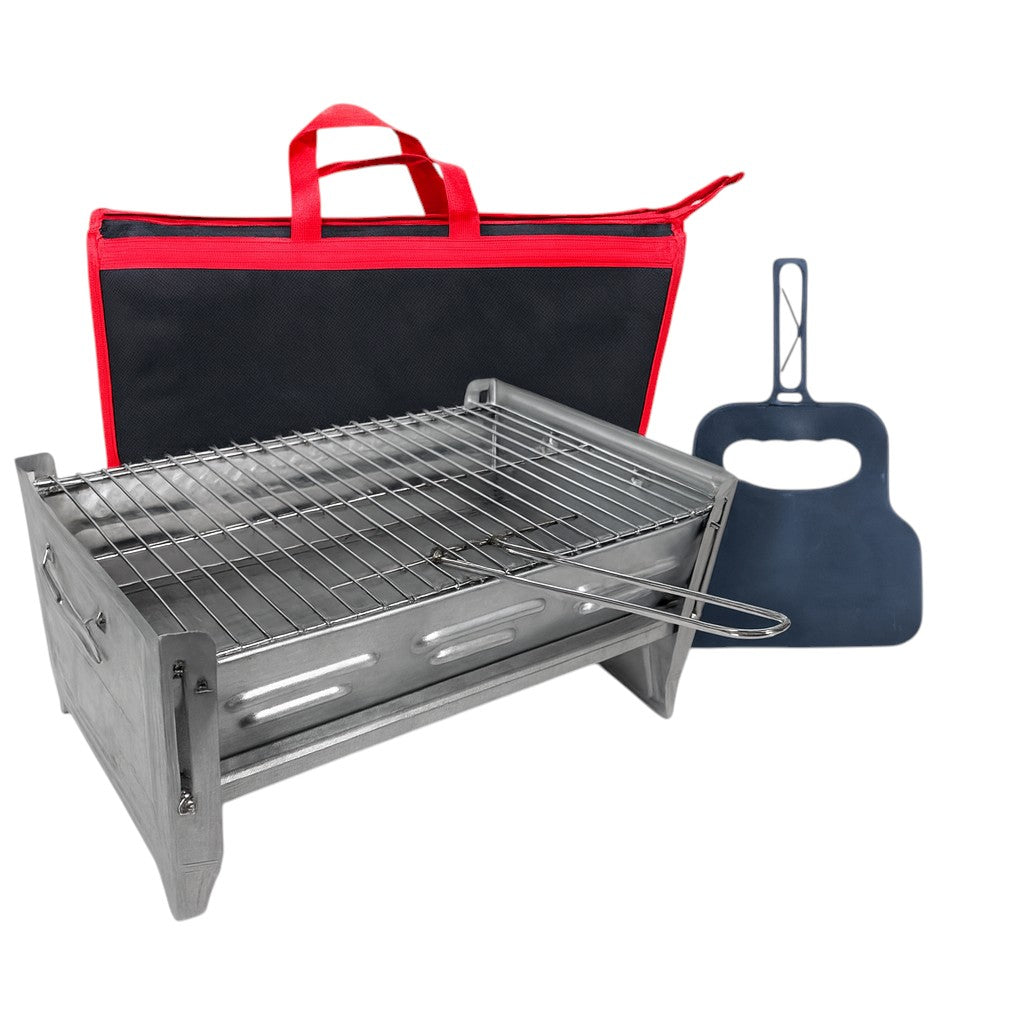 Portable Folding Charcoal BBQ Grill Set – Compact Steel Barbecue for Camping, Garden & Picnic