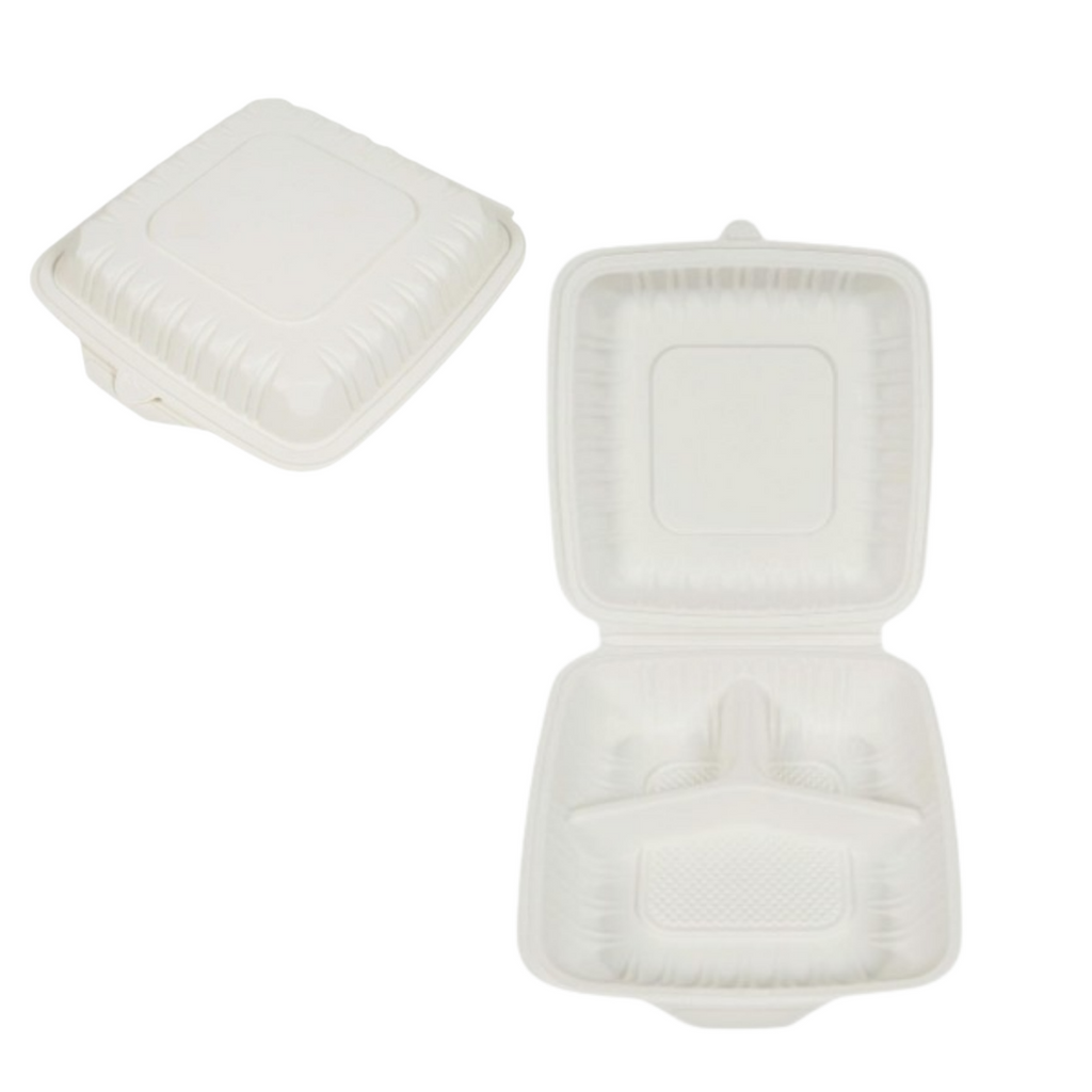 3 Compartment Large Takeaway Boxes. Square (24x24)