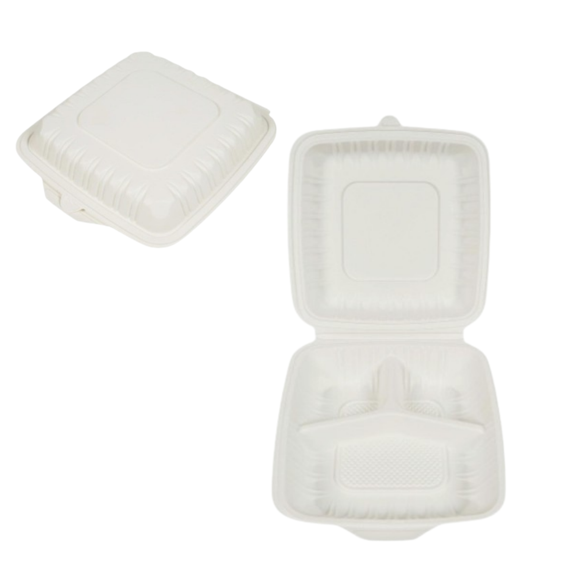 3 Compartment Large Takeaway Boxes. Square (24x24)