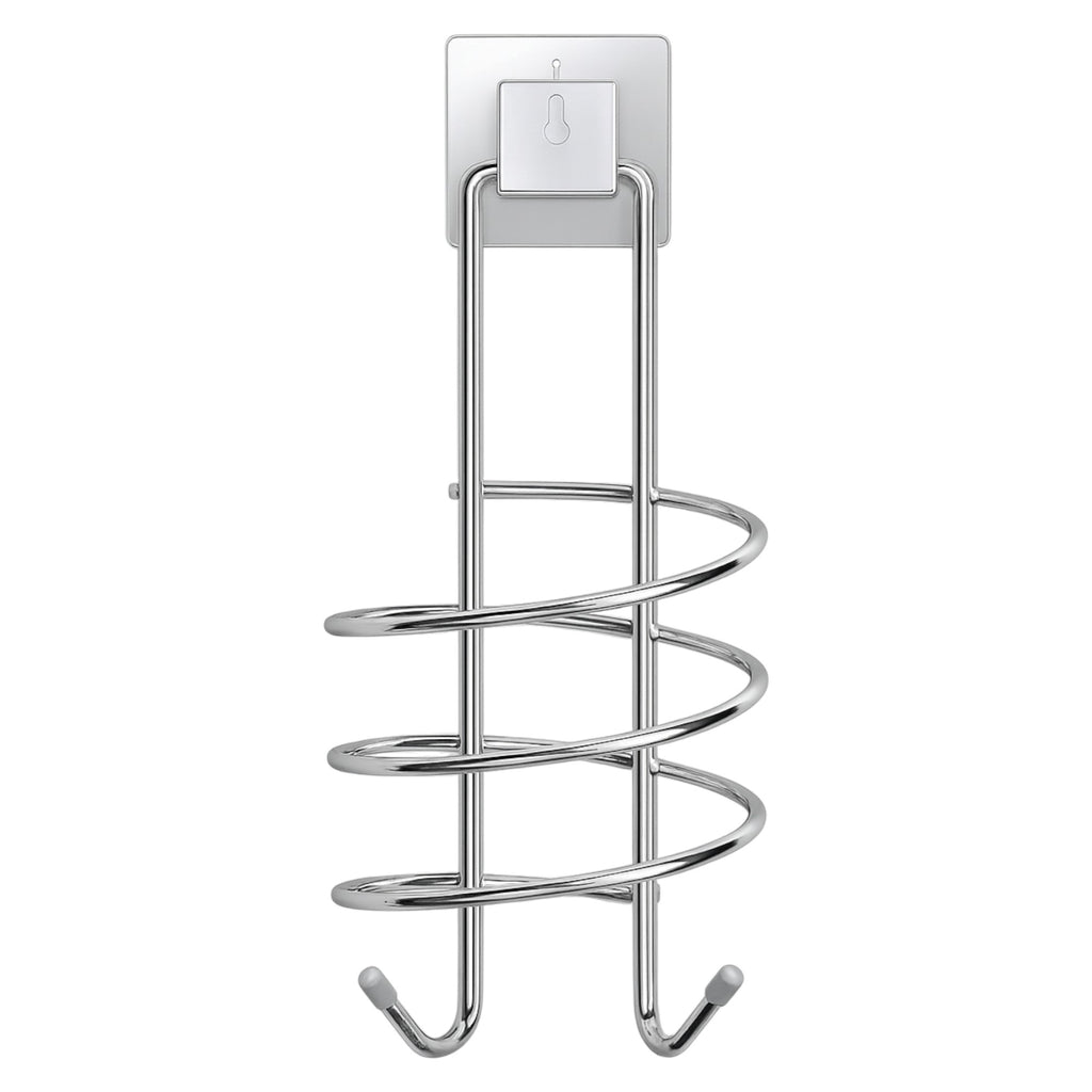 Wall-Mounted Hair Dryer Holder – Spiral Rack with Adhesive, No Drilling Needed