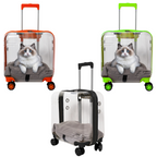 Pet Travel Luggage – Transparent Design with Smooth 360° Wheels for Dogs & Cats